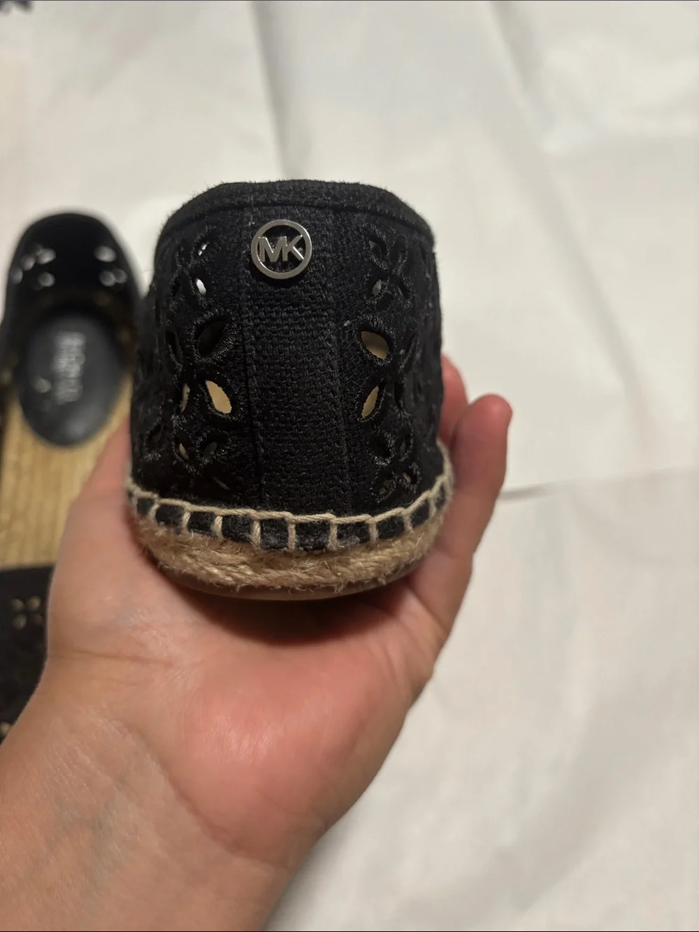Michael Kors Black Floral Laser-Cut Espadrille Flats